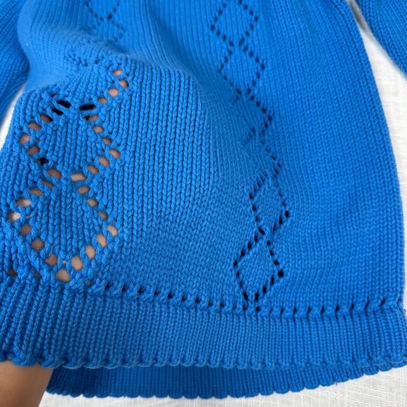 VTG Westarknits Women M Blue Diamond Hand Loomed Knit Sweater Acrylic Nautical - Picture 6 of 10